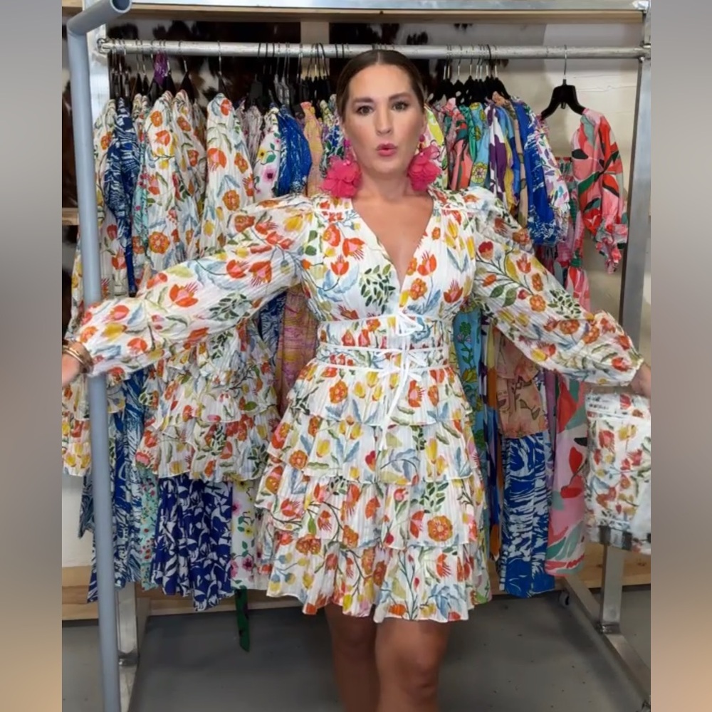 NWT- JESSIE ZHAO NEW YORK Flower Land Cotton Viscose Voile Mini Dress size 10 - Picture 9 of 10